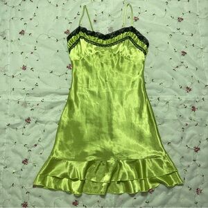 Vintage Satin Milkmaid Bust Lace Dress